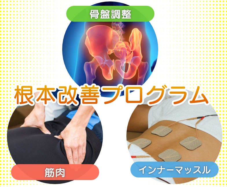 骨盤調整・筋肉・インナーマッスルを組み合わせた根本改善プログラム